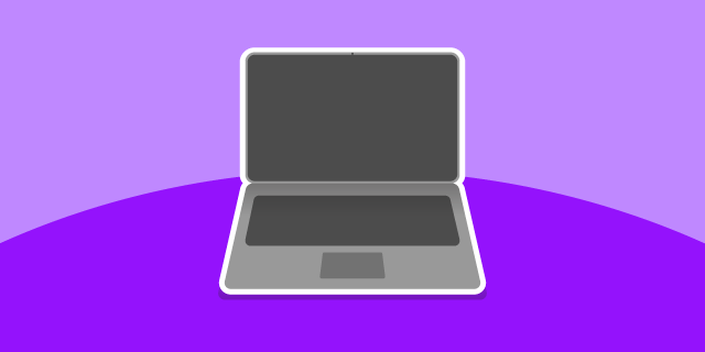 Laptop on purple background