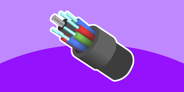 Optical fibre broadband cable on purple background